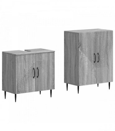 vidaXL 2 Piece Bathroom Cabinet Set HAARLEM Grey Sonoma