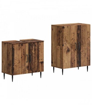 vidaXL 2 Piece Bathroom Cabinet Set HAARLEM Old Wood Engineered Wood