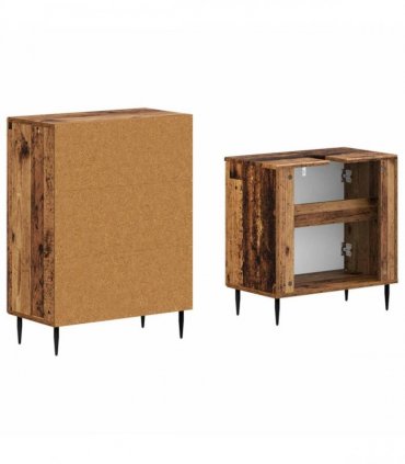 vidaXL 2 Piece Bathroom Cabinet Set HAARLEM Old Wood Engineered Wood