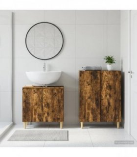 vidaXL 2 Piece Bathroom Cabinet Set DELFT Smoked Oak Engineered Wood