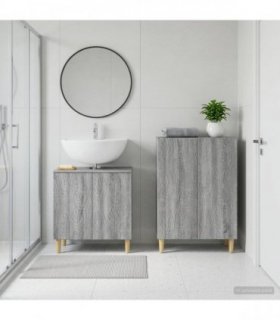 vidaXL 2 Piece Bathroom Cabinet Set DELFT Grey Sonoma Engineered Wood