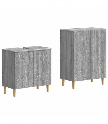vidaXL 2 Piece Bathroom Cabinet Set DELFT Grey Sonoma Engineered Wood