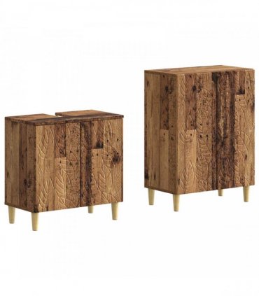 vidaXL 2 Piece Bathroom Cabinet Set DELFT Old Wood Engineered Wood