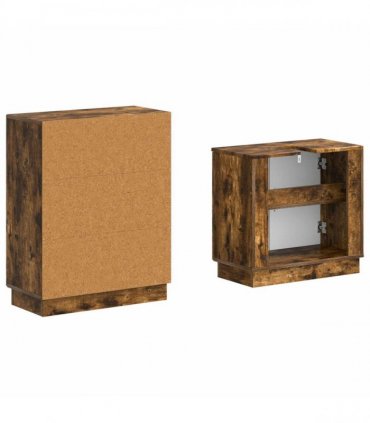 vidaXL 2 Piece Bathroom Cabinet Set HOORN Smoked Oak Engineered Wood