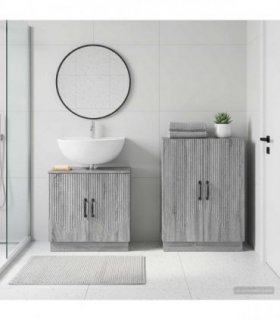 vidaXL 2 Piece Bathroom Cabinet Set HOORN Grey Sonoma Engineered Wood
