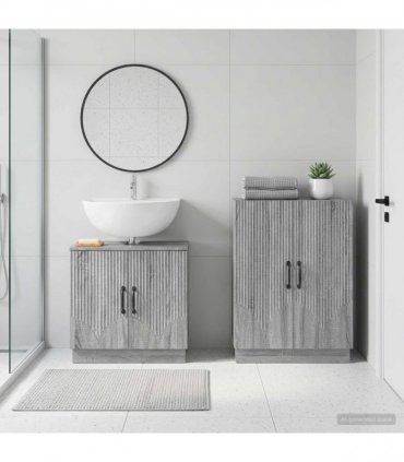 vidaXL 2 Piece Bathroom Cabinet Set HOORN Grey Sonoma Engineered Wood