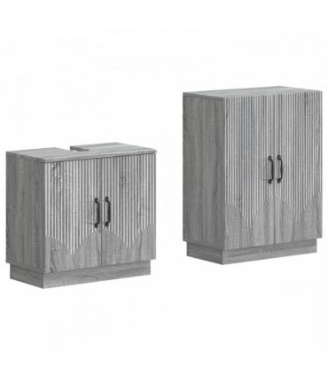 vidaXL 2 Piece Bathroom Cabinet Set HOORN Grey Sonoma Engineered Wood