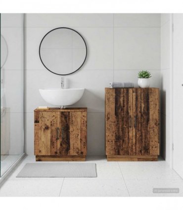 vidaXL 2 Piece Bathroom Cabinet Set HOORN Old Wood Engineered Wood
