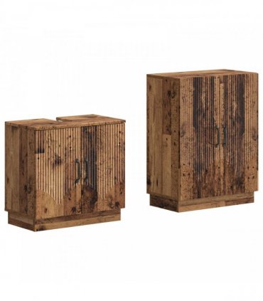 vidaXL 2 Piece Bathroom Cabinet Set HOORN Old Wood Engineered Wood
