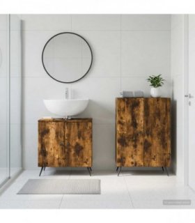vidaXL 2 Piece Bathroom Cabinet Set BREDA Smoked Oak Engineered Wood
