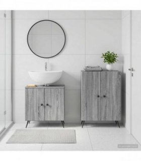 vidaXL 2 Piece Bathroom Cabinet Set BREDA Grey Sonoma Engineered Wood
