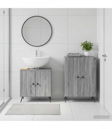 vidaXL 2 Piece Bathroom Cabinet Set BREDA Grey Sonoma Engineered Wood