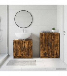 vidaXL 2 Piece Bathroom Cabinet Set UTRECHT Smoked Oak Engineered Wood