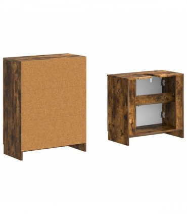 vidaXL 2 Piece Bathroom Cabinet Set UTRECHT Smoked Oak Engineered Wood