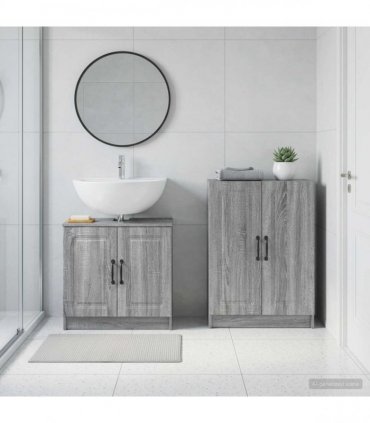vidaXL 2 Piece Bathroom Cabinet Set UTRECHT Grey Sonoma