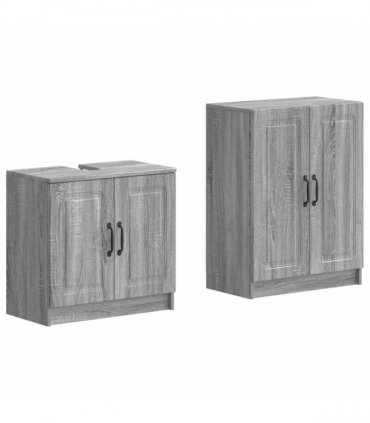 vidaXL 2 Piece Bathroom Cabinet Set UTRECHT Grey Sonoma