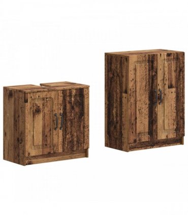 vidaXL 2 Piece Bathroom Cabinet Set UTRECHT Old Wood Engineered Wood