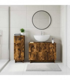 vidaXL 2 Piece Bathroom Cabinet Set EDE Smoked Oak Engineered Wood