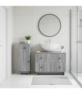 vidaXL 2 Piece Bathroom Cabinet Set EDE Grey Sonoma Engineered Wood