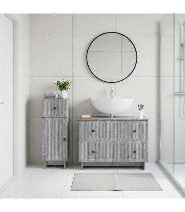 vidaXL 2 Piece Bathroom Cabinet Set EDE Grey Sonoma Engineered Wood