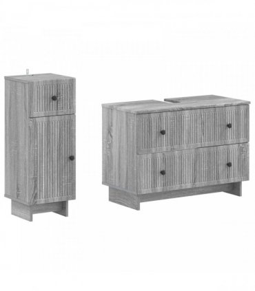 vidaXL 2 Piece Bathroom Cabinet Set EDE Grey Sonoma Engineered Wood