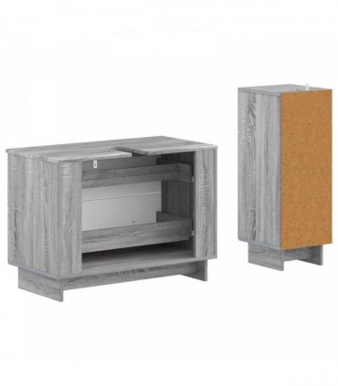 vidaXL 2 Piece Bathroom Cabinet Set EDE Grey Sonoma Engineered Wood