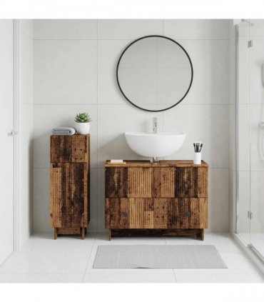 vidaXL 2 Piece Bathroom Cabinet Set EDE Old Wood Engineered Wood