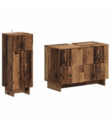 vidaXL 2 Piece Bathroom Cabinet Set EDE Old Wood Engineered Wood