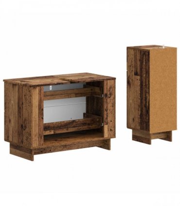vidaXL 2 Piece Bathroom Cabinet Set EDE Old Wood Engineered Wood