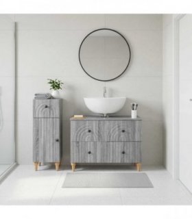 vidaXL 2 Piece Bathroom Cabinet Set ALKMAAR Grey Sonoma