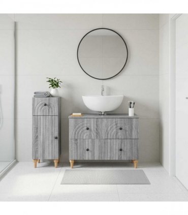 vidaXL 2 Piece Bathroom Cabinet Set ALKMAAR Grey Sonoma