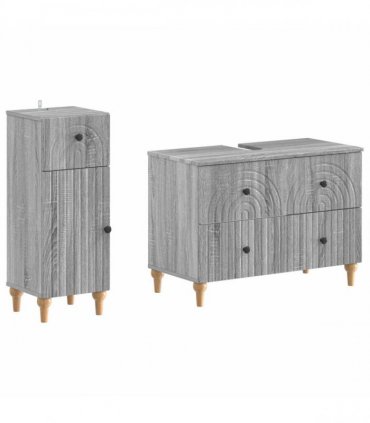 vidaXL 2 Piece Bathroom Cabinet Set ALKMAAR Grey Sonoma