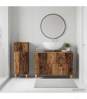 vidaXL 2 Piece Bathroom Cabinet Set ALKMAAR Old Wood Engineered Wood