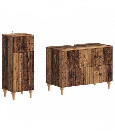vidaXL 2 Piece Bathroom Cabinet Set ALKMAAR Old Wood Engineered Wood