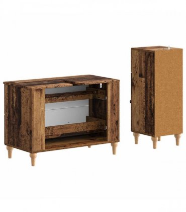 vidaXL 2 Piece Bathroom Cabinet Set ALKMAAR Old Wood Engineered Wood