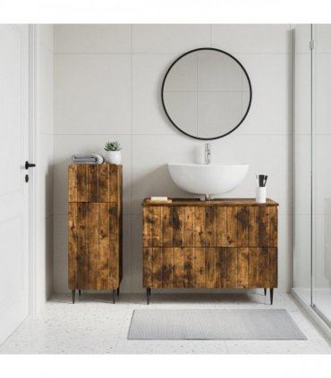 vidaXL 2 Piece Bathroom Cabinet Set ZWOLLE Smoked Oak Engineered Wood
