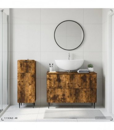 vidaXL 2 Piece Bathroom Cabinet Set ZWOLLE Smoked Oak Engineered Wood