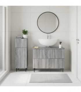 vidaXL 2 Piece Bathroom Cabinet Set ZWOLLE Grey Sonoma Engineered Wood