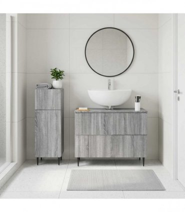 vidaXL 2 Piece Bathroom Cabinet Set ZWOLLE Grey Sonoma Engineered Wood