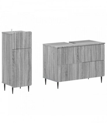 vidaXL 2 Piece Bathroom Cabinet Set ZWOLLE Grey Sonoma Engineered Wood