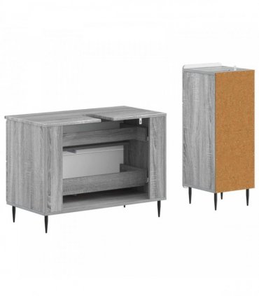 vidaXL 2 Piece Bathroom Cabinet Set ZWOLLE Grey Sonoma Engineered Wood