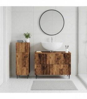 vidaXL 2 Piece Bathroom Cabinet Set ZWOLLE Old Wood Engineered Wood