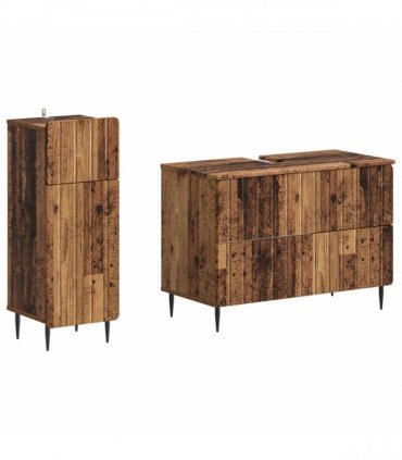 vidaXL 2 Piece Bathroom Cabinet Set ZWOLLE Old Wood Engineered Wood