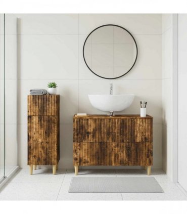vidaXL 2 Piece Bathroom Cabinet Set ARNHEM Smoked Oak Engineered Wood