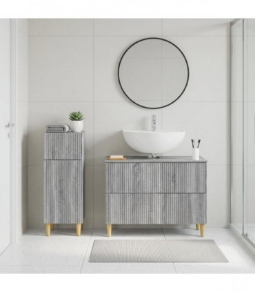 vidaXL 2 Piece Bathroom Cabinet Set ARNHEM Grey Sonoma Engineered Wood