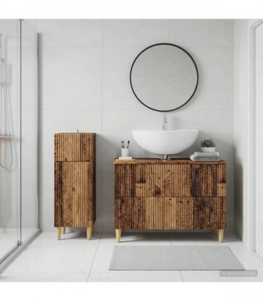 vidaXL 2 Piece Bathroom Cabinet Set ARNHEM Old Wood Engineered Wood