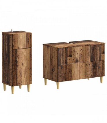 vidaXL 2 Piece Bathroom Cabinet Set ARNHEM Old Wood Engineered Wood