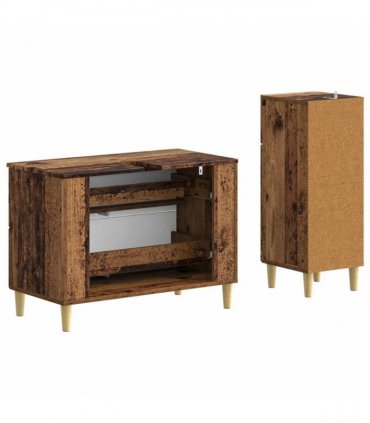 vidaXL 2 Piece Bathroom Cabinet Set ARNHEM Old Wood Engineered Wood