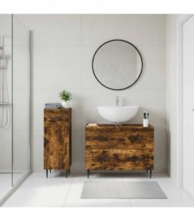 vidaXL 2 Piece Bathroom Cabinet Set HAARLEM Smoked Oak Engineered Wood