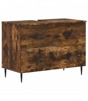 vidaXL 2 Piece Bathroom Cabinet Set HAARLEM Smoked Oak Engineered Wood